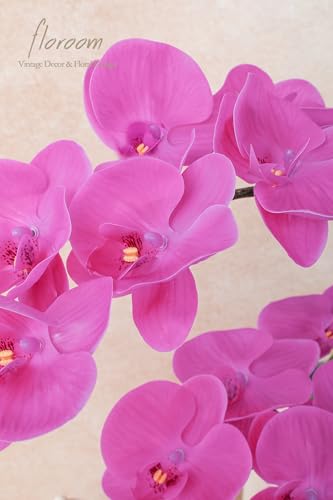 Floroom 2pcs Faux Phalaenopsis Orchid Fake Artificial Flower with Stems, Real Touch Large Blooms 40 Inch for DIY Bouquets, Wedding Centerpieces & Home Decor, Deep Magenta - color: Deep Magenta