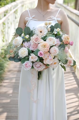 Artificial Flowers Combo for DIY Centerpieces Arrangements Wedding Bouquets Centerpieces Arrangements Party Baby Shower Home Decorations (Nude Champagne) - color: Nude Champagne