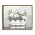 'Pristine Hydrangea Bouquet Sentiments'| Floating Frame Canvas Art | Stupell Industries | Brown, 21 x 17 Inches, Easy to Hang and Sturdy, Made in USA, by Dogwood Portfolio - color: Montalcino Elm (Textured), size: 20"L x 16"W