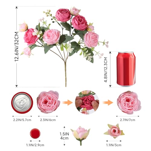 Luyue 2 Packs Pink Peonies Artificial Flowers Faux Peony Bouquet Fake Pink Flowers for Vase Silk Floral Arrangements for Table Centerpiece Wedding Decoration Indoor Home Decor - color: Mixed Pink-2pcs