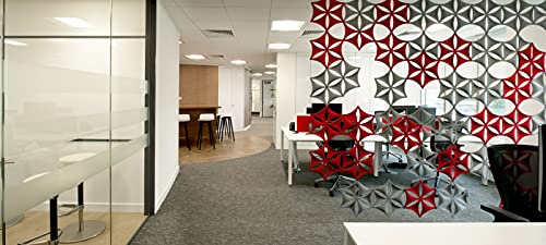 Felt Fiber Surface High Density Polyester Fiber Board 3D Flower Venus 14"x12" Hanging Room Divider Panel Cut Room Partition Home Decoratio(12 Pcs) (Orange) - color: Orange