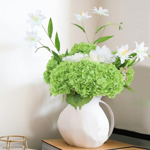 Coferset 4pcs Green Lifelike Hydrangea Artificial Flowers 22inch Real Touch Faux Hydrangea Flower Stem for Home Party Wedding Floral Filler Arrangements Ceterpieces Bouquets - color: Green, size: 4pcs