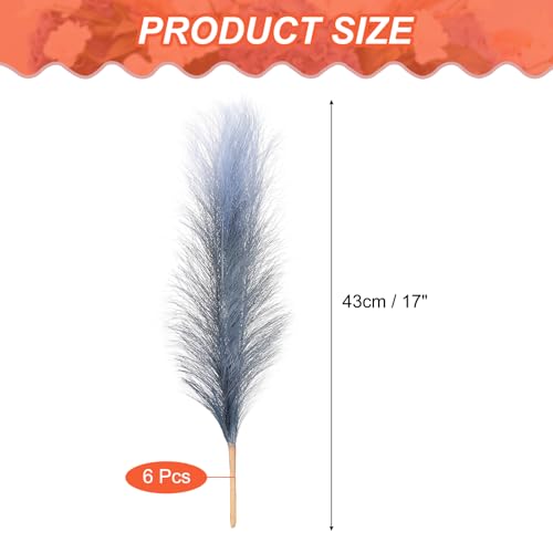 PATIKIL 17 Inch Faux Pampas Grass, 6 Pcs Boho Decor for Home Decoration Artificial Tall Fluffy Stems for Wedding Flower Party Vase Arrangement Centerpieces, Gradient Gray - color: Grey