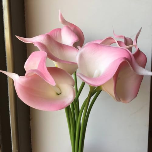20Pcs 2.1 Inch Pink Calla Lily Artificial Flowers Faux Calla Lily Fake Flowers Bulk Real Touch Latex Calla Lilies Flowers for Home Wedding Party Plant Decoration Table Centerpieces - color: Pink