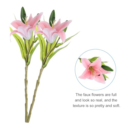 PATIKIL Artificial Lily Flowers, 3PCS Silk Faux Lilies With Real Touch for Home Decor, Centerpiece, Table Decorations, Dining Room - Light Pink - color: Light Pink
