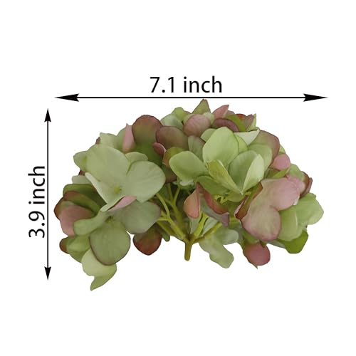 7.1''Green Silk Hydrangea,10 Pcs Artificial Silk Hydrangea Heads,81 Petals Faux Hydrangea Flowers Heads with Stems for Home Wedding Baby Shower Decor(Green) - color: Green