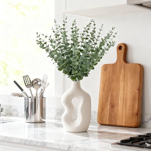 25Pcs Artificial Eucalyptus Stems, Realistic Fake Eucalyptus Branches for Home Decor, Wedding Centerpiece, Christmas Table Decoration, Centerpiece Greenery Arrangement