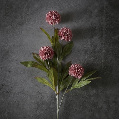 VIERENA 6 Pcs Faux Silk Pompon Mum Artificial Flowers for Vase -27", Bulk Fake Chrysanth Branches with Stems for DIY Bouquet Centerpieces Wedding Fillers Arrangements Shower Decorations (Warm Pink) - color: Warm Pink