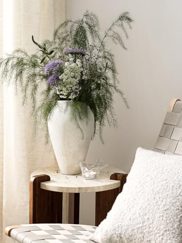 White Ceramic Vase - Large 11.8 Inch Tall Floor Vase for Centerpieces, Farmhouse Flower Vases, Rustic Minimalist Home Decor for Living Room, Enterway, Wedding (Sandstone White) - color: 11.8 Inch-sandstone White