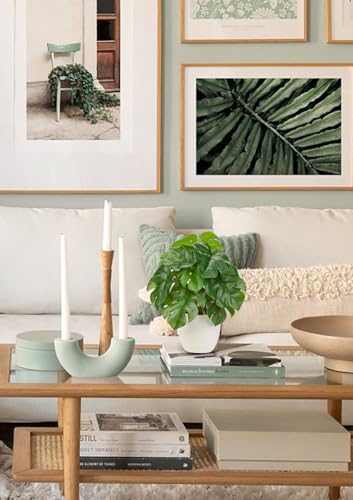 Fake Plants Small Artificial Plants Indoor Set of 2 Faux Plants with Pots Realistic Monstera Fake Potted Plants Artificial Decor for Home Bedroom Aesthetic Bathroom Shelf Living Room Office Table - color: Set of 2 Green
