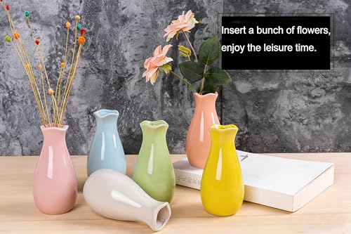Small Ceramic Bud Vase Flower Single Stem Vase Mini Decorative Floral Holder Home Decorative Floral Centerpiece for Home Decor Centerpiece Wedding Party Table Vase (Yellow) - color: Yellow