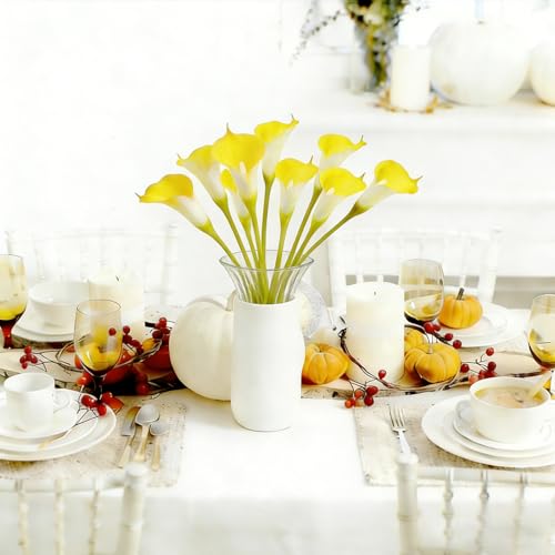 Yellow Calla Lily Artificial Flowers 22PCS 25" Real Touch Long Stem Faux Calla Lillies for DIY Wedding Bouquet Party Home Decor (Yellow) - color: Yellow