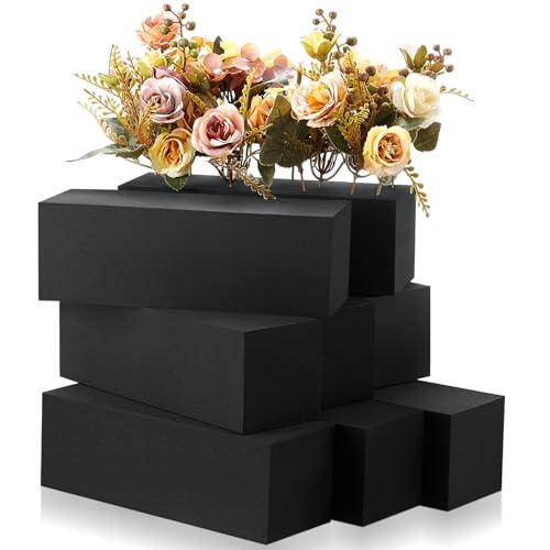Lallisa 4 Pcs Reusable Floral Foam Blocks Water Weather Resistant Dry Floral Foam for Artificial Flower Arrangements Outdoor Flower Boxes Outside Hanging Planters Wedding Home Decor (9 x 3 x 3") - color: Black, size: 9 x 3 x 3"