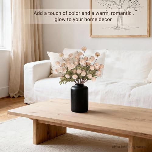 Mkono Faux Flowers for Vase 10 Pcs 20" Artificial Mums Flowers with Long Stems Fake Silk Chrysanthemum Flower for DIY Bouquets Centerpieces Home Decorations Floral Arrangement Table (Beige) - color: Beige