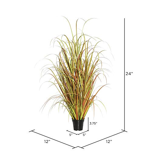 Vickerman Everyday 24" Artificial Mixed Brown Grass with Black Plastic Pot - Faux Grass Plant Decor - Home Or Office Indoor Greenery Accent - Faux Grass for Indoor - size: 24 in