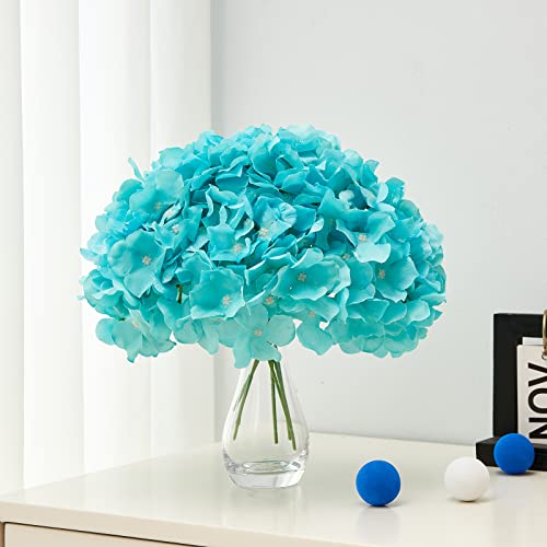 Artificial Hydrangea Flowers Tiffany Heads 10 Fake Hydrangea Silk Flowers for Wedding Centerpieces Bouquets DIY Floral Decor Home Decoration with Stems - color: 10pcs Tiffany, size: Large