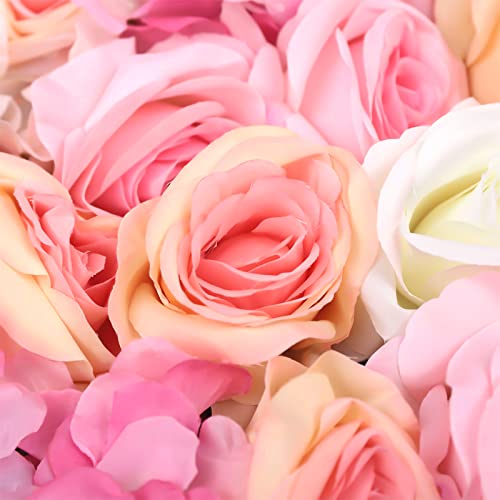 16"x 24" Artificial Flower Wall Panels,Flower Wall Mat Silk Flower Panels for Outdoor Garden Backyard Fence Fence Privacy Screen and Indoor Wall Decor (4Pcs Pink+Champagne+White) - color: 4Pcs Pink+Champagne+White