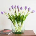 Artificial Tulips Flowers,Soft Touch Latex Bouquet, Fake Tulips,Spring Wedding Home Room Table Centerpiece Decor - color: 15pcs Lavender(no Vase)