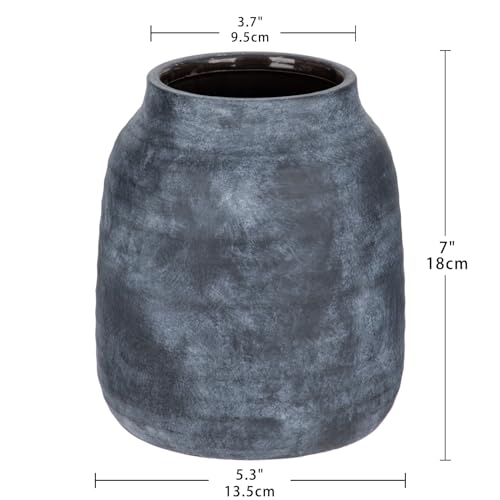 Briful Ceramic Flowers Vase Home Decor, Kitchen Dining Farmhouse Table Vases, Rustic Vintage Living Room Bathroom Bedroom Decorations for Office Coffee Desk Fireplace Shelf Mantel (7” Tall) - color: Lightslategray, size: 7 Inch