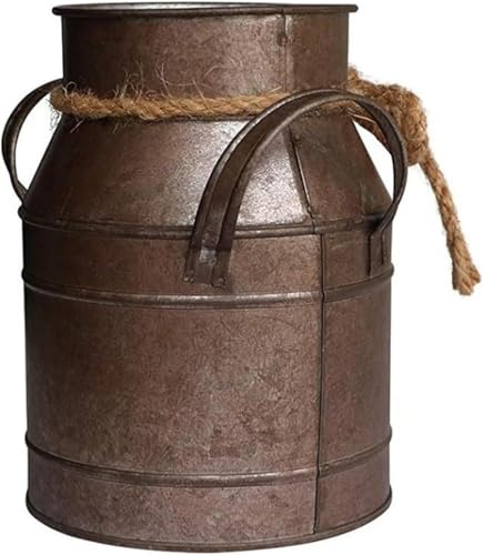 Vintage Rustic Antique Decorative Flower Vase,Shabby Chic Classy Designed Metal Vase,Primitive Distressed Iron Vase Bucket for Home Decor,Birthday Gift,Wedding,Party(4.4" L x 3.5" W x 5.9" H)