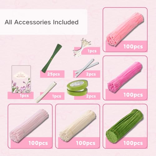 balinging 500pcs Pipe Cleaners Craft for Flowers,Chenille Stems for DIY Flower Making Kit,Pipe Cleaners Projects Creative for DIY Art and Craft,Ideal for Holiday Decoration(Rose) - color: Rose