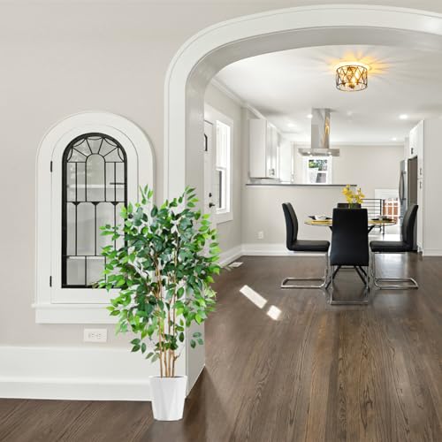 Warmplants Artificial Ficus Tree, 5ft Tall Silk Fake Ficus Leaves Plant with Basket, Indoor Outdoor Faux Greenery Tree for Home Garden Office House Livingroom Décor - color: Ficus, size: 5ft