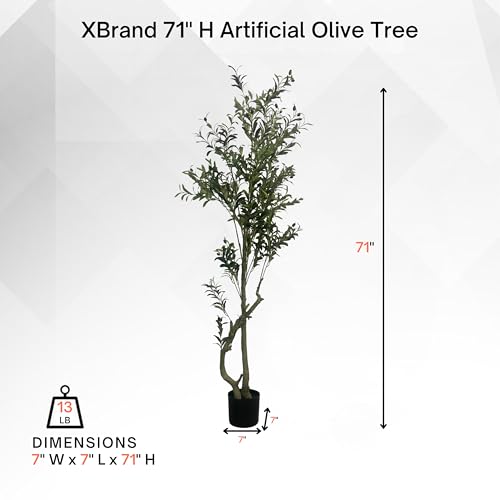 XBrand 70.9-Inches Artificial Olive Tree in Pot for Indoor Outdoor Home Office Store, Great Housewarming Gift - color: Olive Tree, size: 5ft 11in