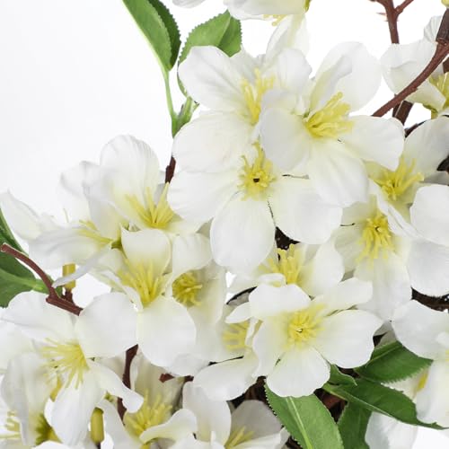 Spring Summer Wreaths for Front Door, 20 Inch Cherry Blossom Wreaths for Spring Summer Decor, White Wreaths for Front Door, Window, Home, Wall, Porch, Farmhouse Decor, Spring Artificial Flower Wreaths - color: # White 20"