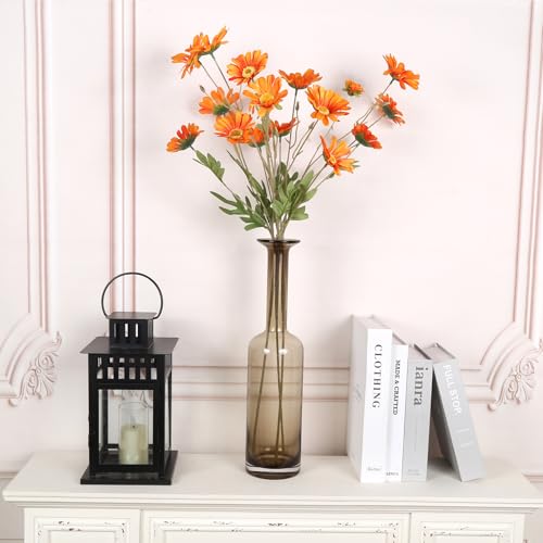 6PCS Orange Daisies Artificial Flowers 36 Heads 29.52”Realistic Fake Daisies with Stems for Tall Vase Wedding Party Outdoor Arrangement Aisle Room Porch Home Decor(Orange) - color: Orange