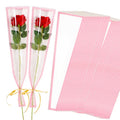 BEISHIDA 100 PCS Single Rose Sleeve Single Flower Wrapping Bags Single Rose Packaging Cellophane Flower Sleeves for Florist Bouquet Supplies, Mother's Day, Valentine's Day,Wedding Gift(White Edge) - color: single-pink