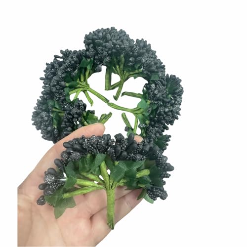 Rikyo 144pcs Artificial Mini Black Flower Stamen Pistil and Soft Stem,20mm | Tiny Berry for DIY Wedding Make Bridal Hair Clips,Cake Top,Wrist Corsage Boutonniere,Candle Rings Wreath Bracelet Flower - color: Black