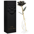 SW Rose Gifts for Women Forever Black Gold Dipped Rose 24k Gold Plated Eternal Flower Rose Birthsday for Her Mom Women Anniversary Valentines Day Mothers Day - color: Black