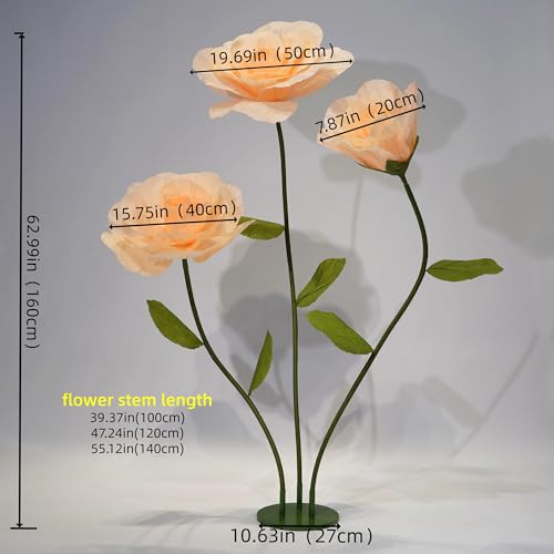 Giant Artificial Rose Decor, Oversized Standing Flower for Wedding Receptions, Photo Shoots, Parties & Romantic Spaces (Champagne) - color: Champagne
