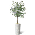 Artificial Tree in Geometric Pattern Planter, Fake Eucalyptus Silk Tree for Indoor and Outdoor Home Decoration - 66" Overall Tall (Plant Pot Plus Tree) - style: Eucalyptus Tree