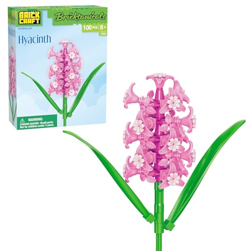 Bricktanicals Hyacinth Building Set - 100 Piece Pink Flower Brick Build Kit for Adults & Kids 8+ | Perfect Valentine's Day Beautiful Botanical Display | Home Décor Flower - style: Hyacinth Spring