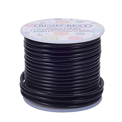 BENECREAT 9 Gauge Jewelry Craft Aluminum Wire 55 Feet Bendable Metal Sculpting Wire for Halloween Craft Floral Model Skeleton Making (Black, 3mm) - color: Black, size: 9 Gauge