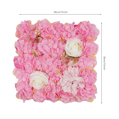 12Pcs Artificial Flower Wall Panel 3D Floral Backdrop Walls15 X 15" Flower Wall Decor Panel Flower Backdrop for Party Home Background Decor, Pink - color: Pink