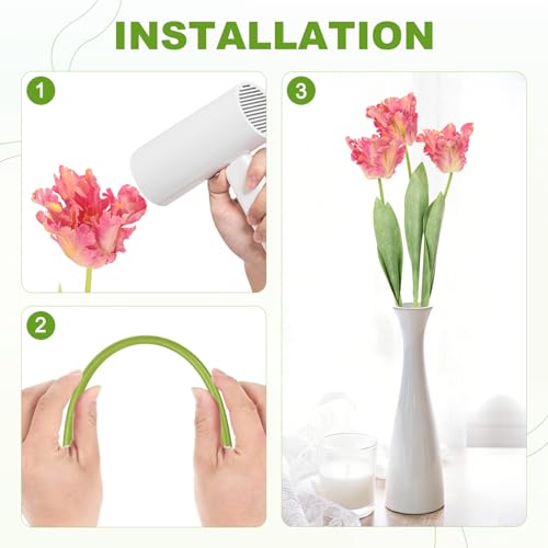 M METERXITY 3-Pack Pink Artificial Parrot Tulip Flowers,27 Inch Faux Parrot Tulip Silk Bouquets Real Touch Faux Flowers for Home/Wedding/Christmas/Party - color: Pink