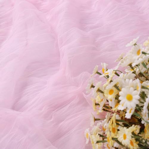 Pink Gauze Table Runner 10ft Rustic Cheese Cloth Table Runner Boho Style Decorations for Romantic Date Wedding Party Baby Shower Photography Decoration - color: Pink, size: 10 ft × 1 pc