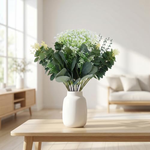 120PCS Eucalyptus Stems Bulk,4 Kinds Mixed Artificial Greenery Stems,Fake Eucalyptus Leaves for Table Centerpieces,Vase,Wedding Decorations,Bridal Bouquet,Home Decor - size: 12PCS
