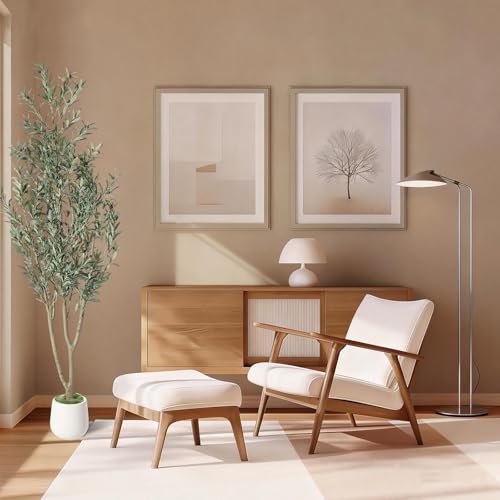Garvee 7FT Indoor Olive Tree, Artificial Plant with Oval Planter, Lifelike Foliage and Fruits, Fake Plant for Home Decor, Office, Porch and Living Room - size: 7ft