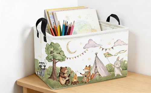 Essme Rectangular Animal Basket,Camping Baskets Empty with Handles,Cute Baskets for kids Room Decor,Boys and Girls, Gift Basket,(Camping animal) - color: Camping animal