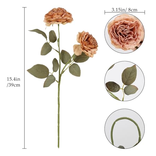 Artificial Roses Flowers- 8PCS Faux Vintage Terracotta Roses Fake Silk Roses Flowers for Party,DIY Wedding Bouquet, Table Centerpiece, Home Decor(Terracotta) - color: Terracotta