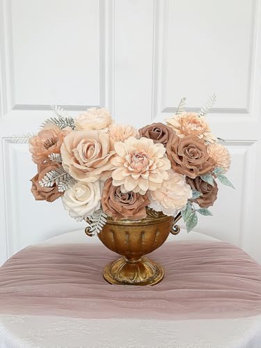 FACINOC Roses Artificial Flowers Nude Fake Flower for DIY Wedding Bouquet Bridal Baby Shower Decorations Party Table Centerpieces Cake Decorating Silk Floral Arrangement Home Decor Indoor Beige - color: Nude Fake Flowers