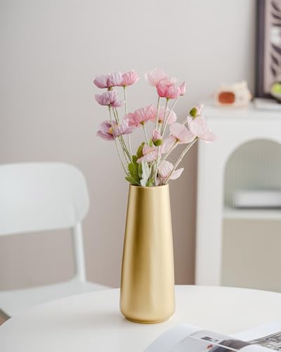Light Gold Vase - 10" Gold Ceramic Flower vase for Home/Table/Accent Decor, Minimalist Modern Vases Ceramic for Centerpieces, Room Decor, Living Room, Bedroom or Gift - color: Light Gold, size: Super Big