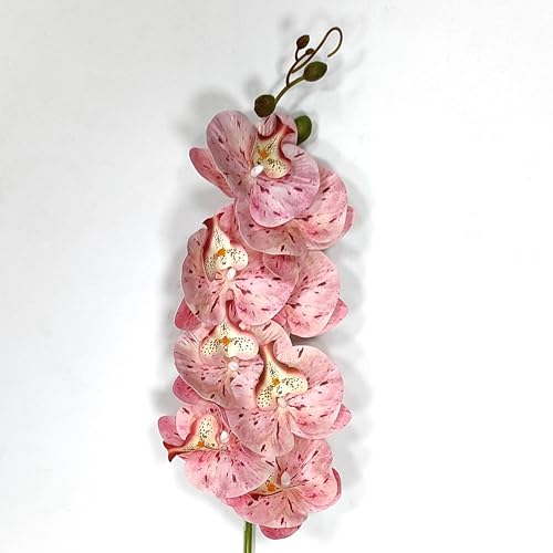8 Pack Tickled Pink Orchid Artificial Flowers Real Touch, 32'' Artificial Fake Faux Silk Orchid Stem Bouquets for Wedding Party Home Garden Decor,Orquideas Artificiales para Decora (excluding the pot) - color: Tickled Pink