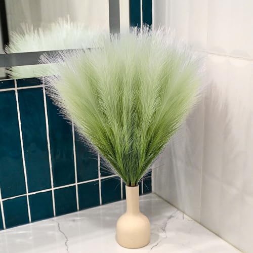 6 PCS Faux Pampas Grass Arrangement - 18"/45cm Artificial Fluffy Pompous Grass Stems for Boho Chic Home and Wedding Decor (Sage Green Gradient) - color: B1- Sage Green Gradient