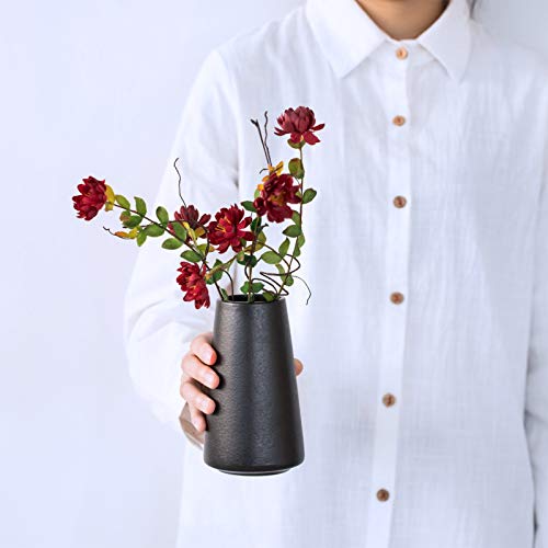 Matte Black Vase - Black Flower vase, 6" Small Simple Modern Ceramic Vases for Flower/Pampas Grass, Minimalist Farmhouse Boho Vase for Centerpieces, Home Decor, Bathroom Decor - color: Solid Black, size: Small