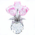 TWINKLING Crystal Roses Figurine with Round Vase, Glass Rose Crystal Flowers Bouquet, Birthday, Anniversary,Wedding, Home Décor,Silver Leaf (Pink) - color: Pink(silver Leaf)