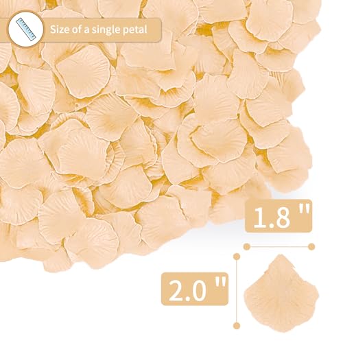 1000 Pcs Artificial Fake Rose Petals,Flower Petals for Romantic Night, Engagement, Party, Wedding, Event Flower Decorations, in Bulk(Champagne Color) - color: Champagne, size: 1000Pcs